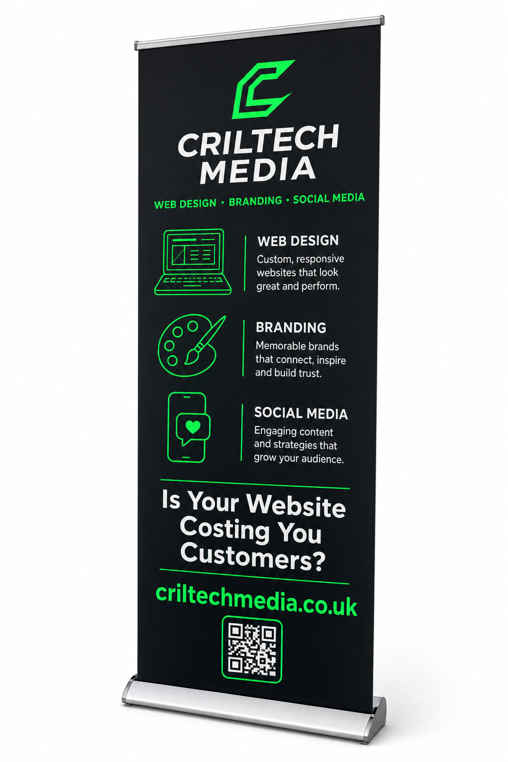 Criltech Media roller banner for events and exhibitions
